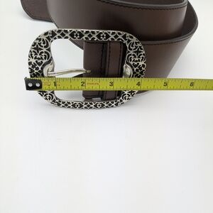 Silpada Brown Leather Belt with Ornate Silver-Tone Buckle